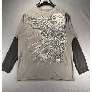 TNT Animal Planet Mock Long Sleeve T Shirt Men's XL Eagle Graphic Grunge Skater